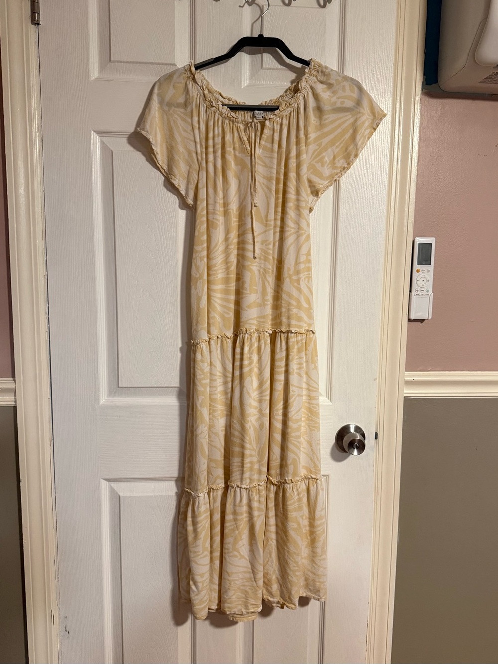 Patrons of Peace Cream-and-Yellow Printed Tiered Maxi Dress